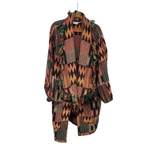 VINTAGE 80s 90s Passport Women's Fringe Southwestern Country Boho Large Coat